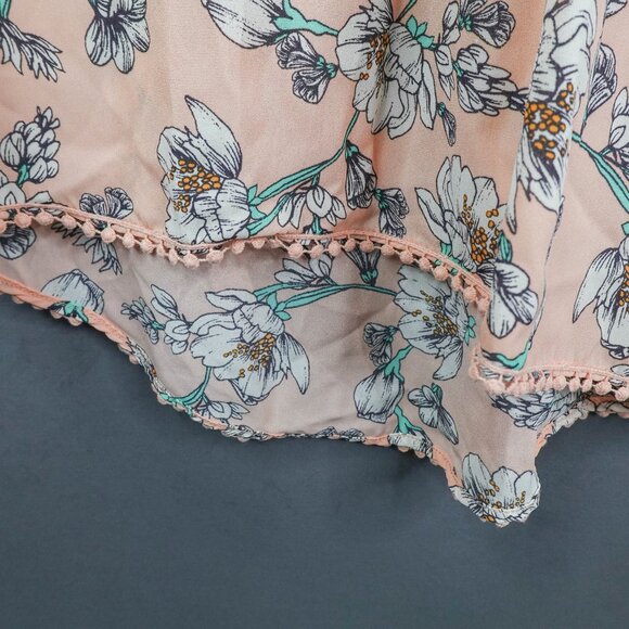 Copper Key Womens Top XS Peach Floral Sheer Coquette Romantic Flowy Timeless - Picture 4 of 13